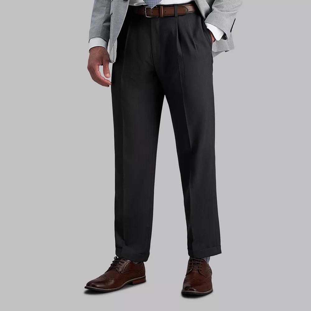 Men's Haggar® eCLo™ Stria Classic-Fit Hidden Expandable Waist Pleated Dress Pants,  Product Image