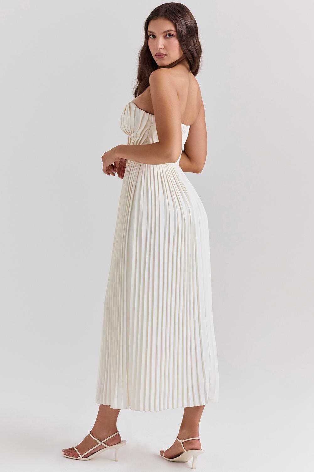 Amorata  ivory pleated maxi dress Product Image