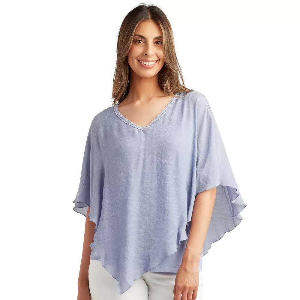 Womens AB Studio Crochet Back Asymmetrical Hem Popover Top Product Image