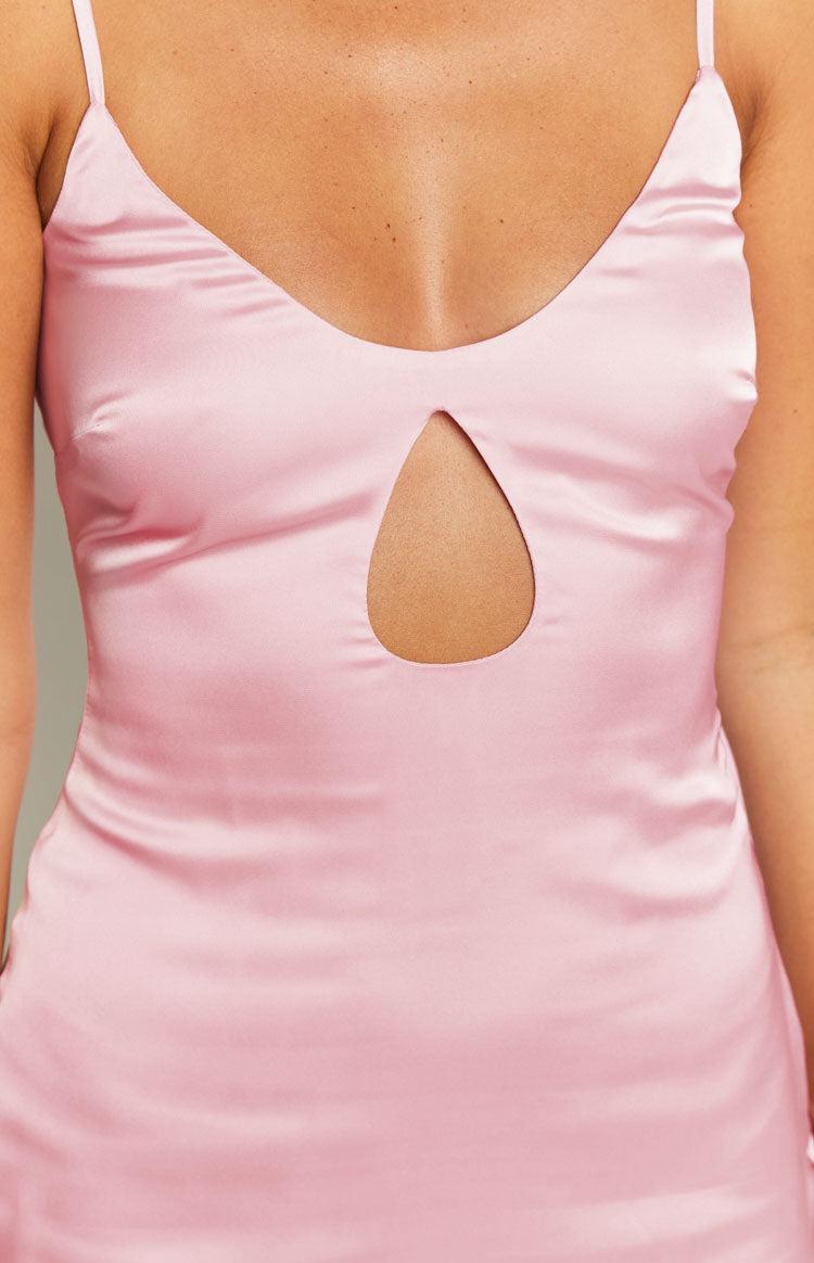 Golden Hour Pink Satin Mini Dress Baby Product Image