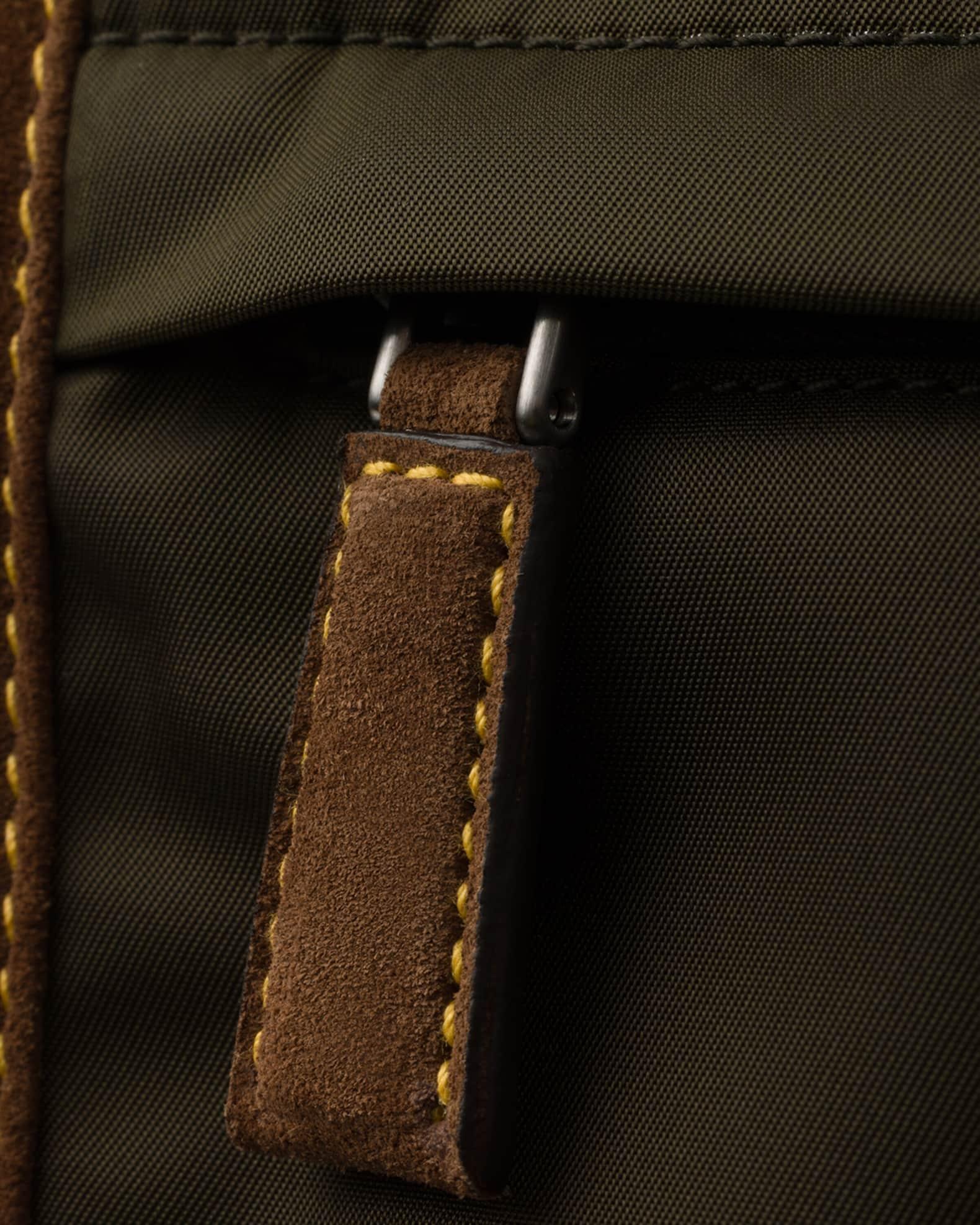 Large Suede-Trim Re-Nylon Shoulder Bag Product Image