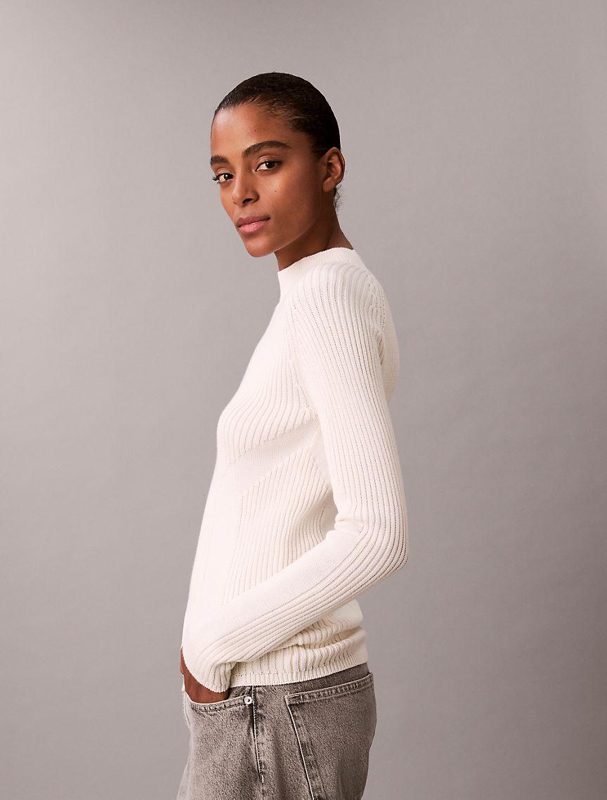 Cotton Rib Slim Sweater Product Image
