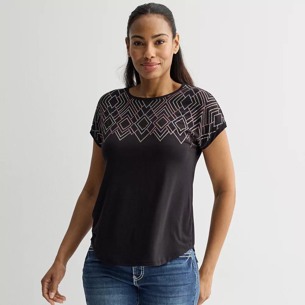 Women's Apt. 9® Short Sleeve Embellished Top,  Product Image