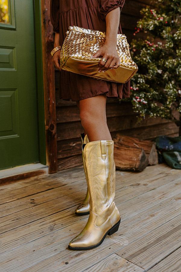 The Lockwood Metallic Cowboy Boot in Gold Product Image