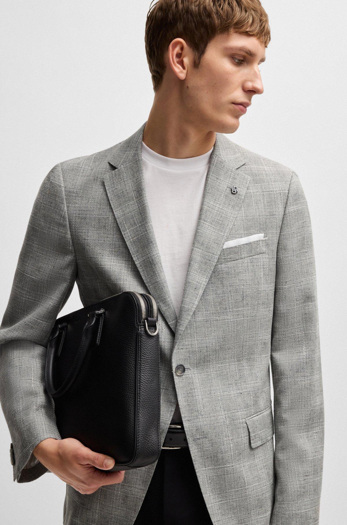 Slim-fit suit jacket in a checked wool blend Product Image
