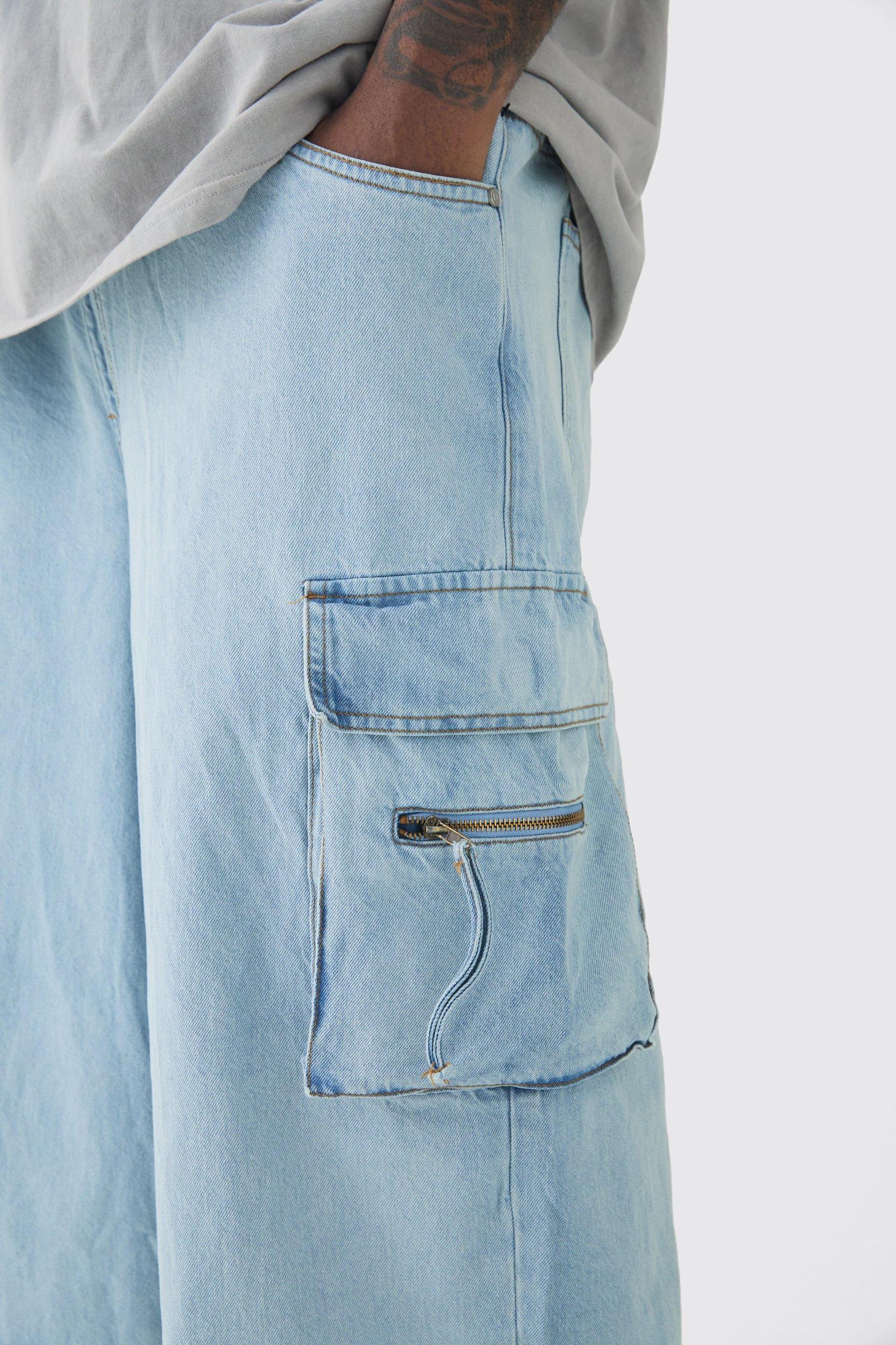 Plus Baggy Rigid Cargo Jeans | boohooMAN USA Product Image