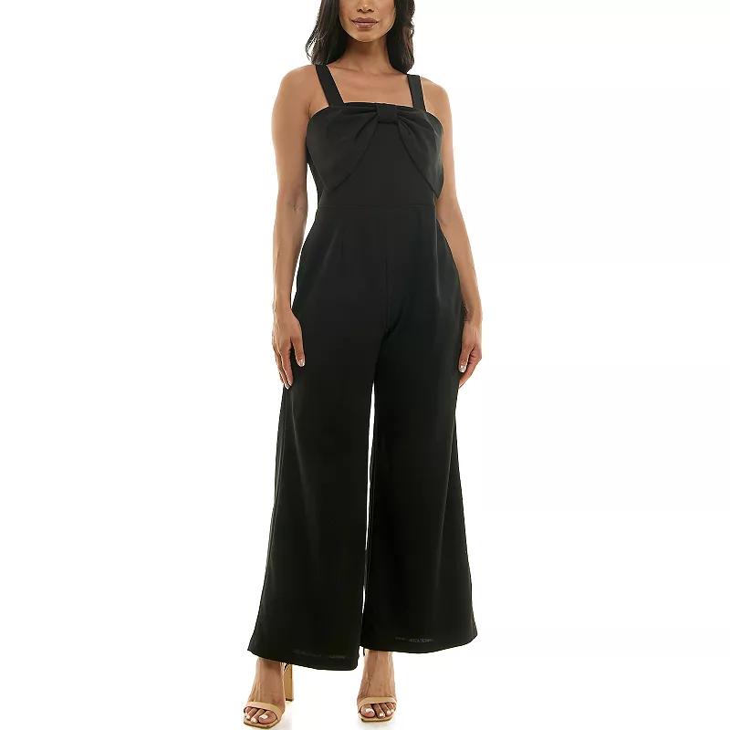 Women's Nina Leonard Large Bow Jumpsuit,  Product Image