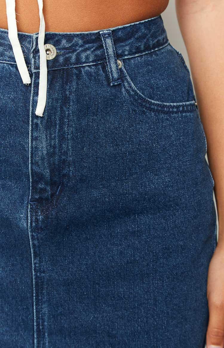 Isla Dark Denim Midi Skirt Baby Product Image