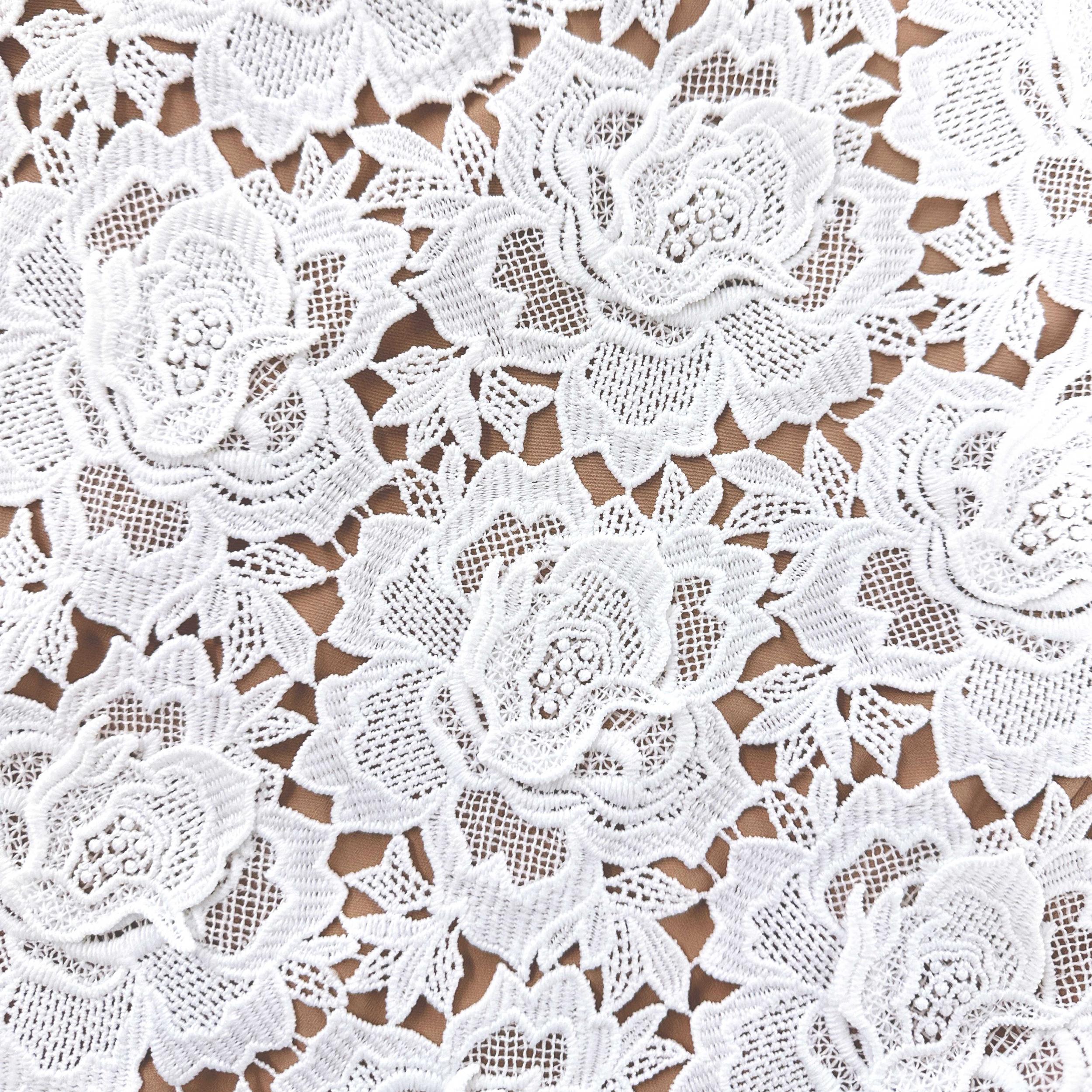 White Flower Lace Midi Dress Product Image