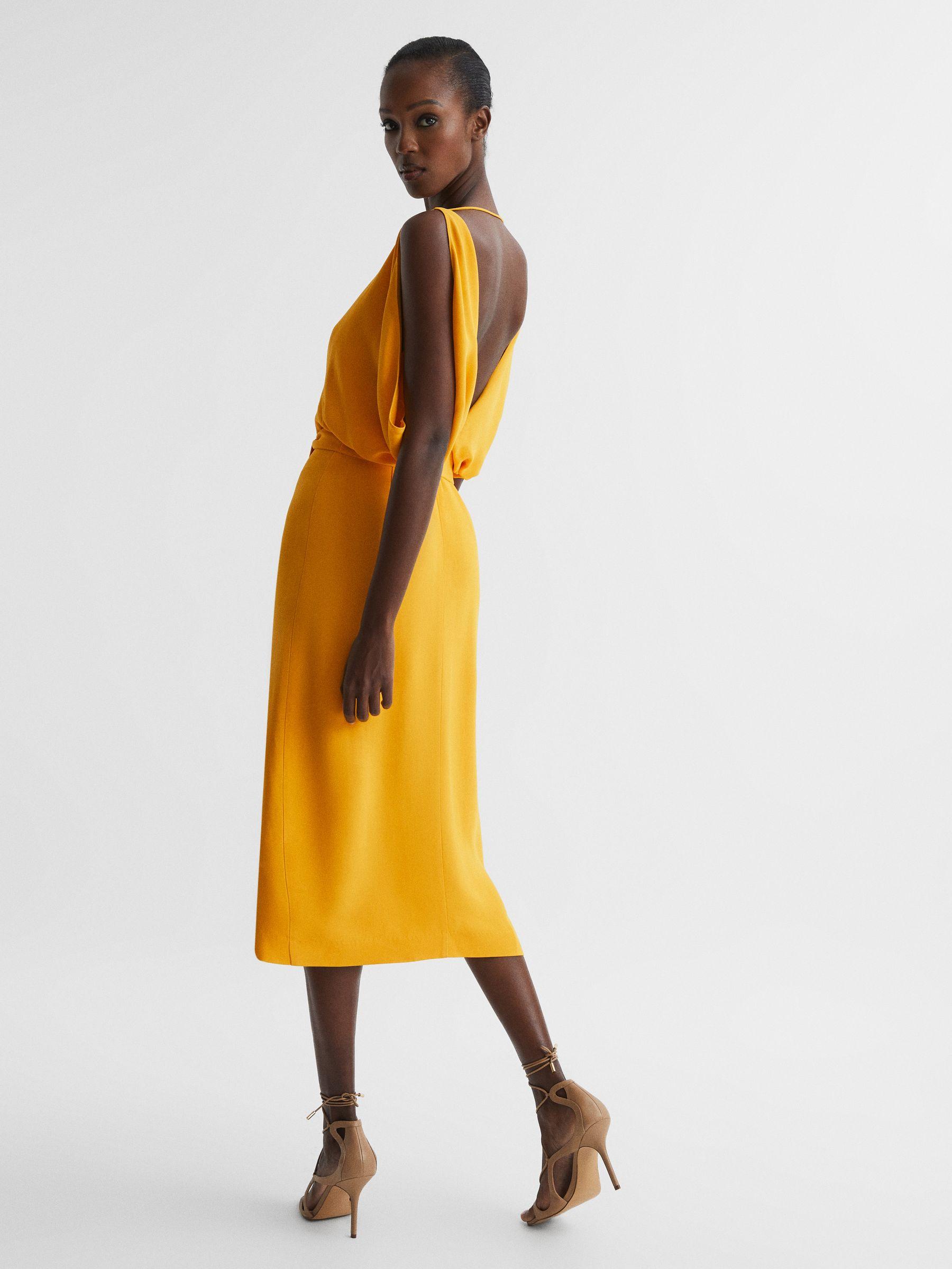 Split Sleeve Midi Dress in Yellow Product Image