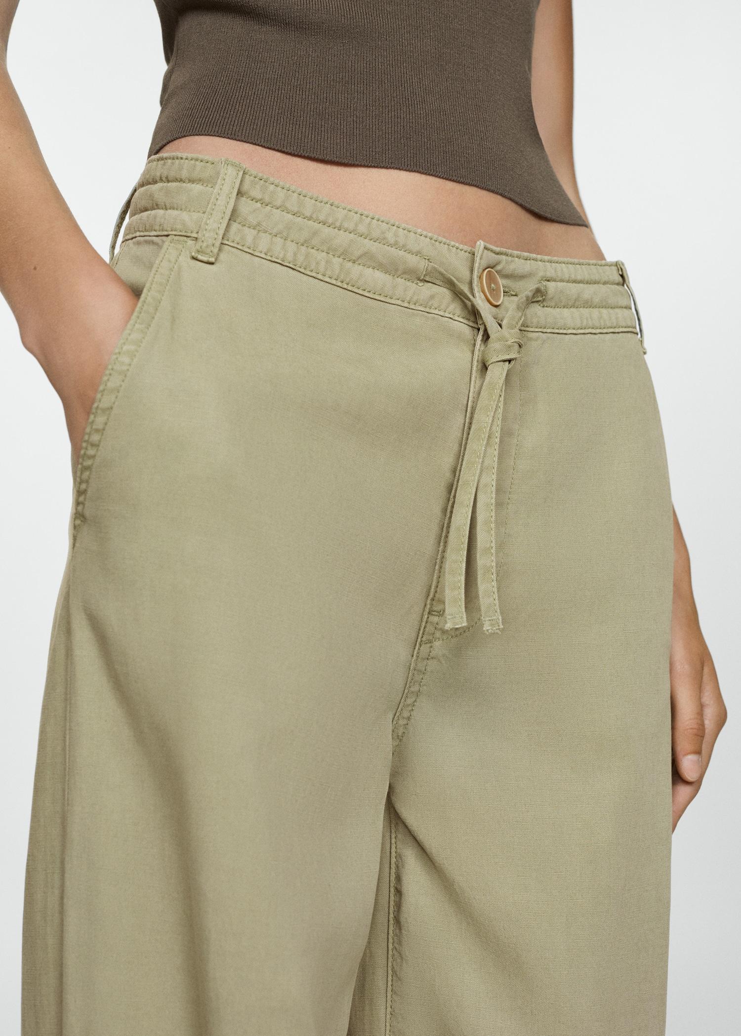 Lyocell pants with adjustable drawstring - Women | MANGO USA Product Image