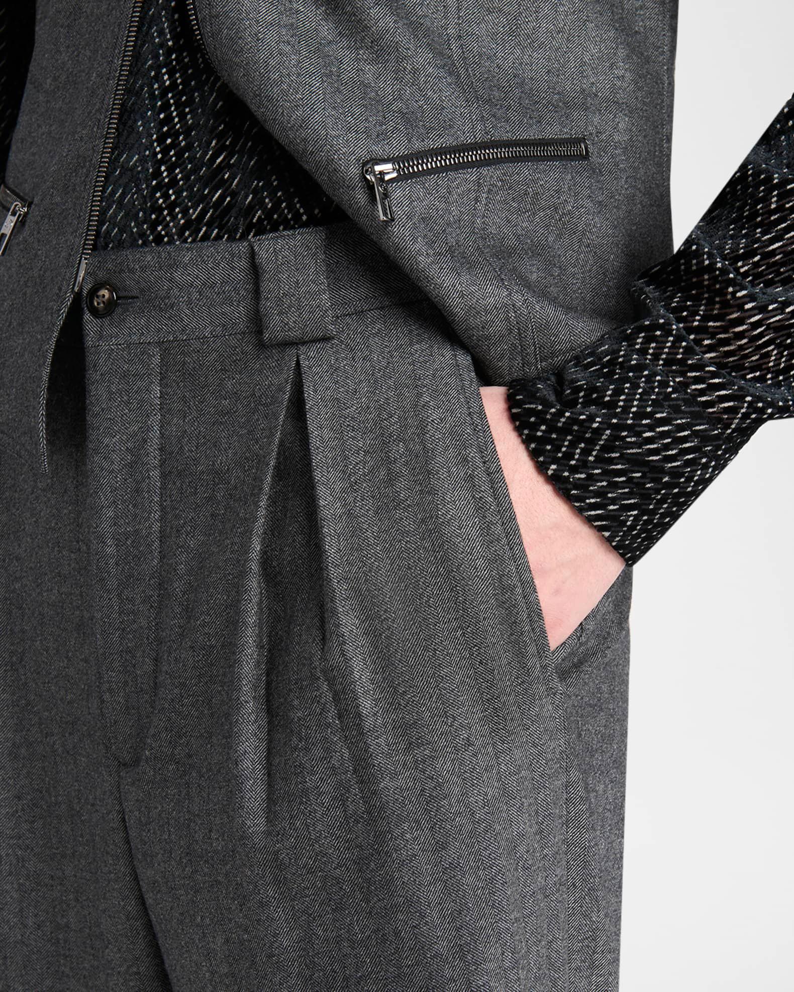 Men's Chevron Pattern Wool Cashmere Blend Shawl Lapel Double Breasted Suit Product Image