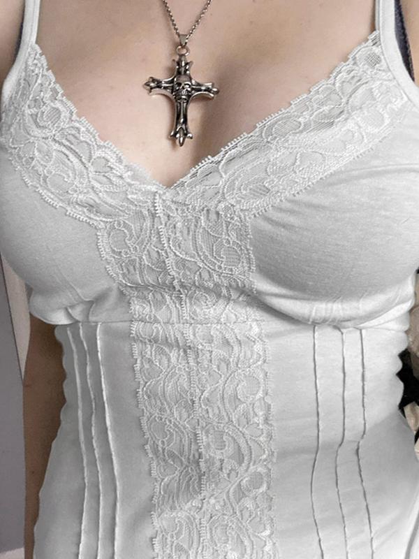 Lace stitching V Neck Cami Top Product Image