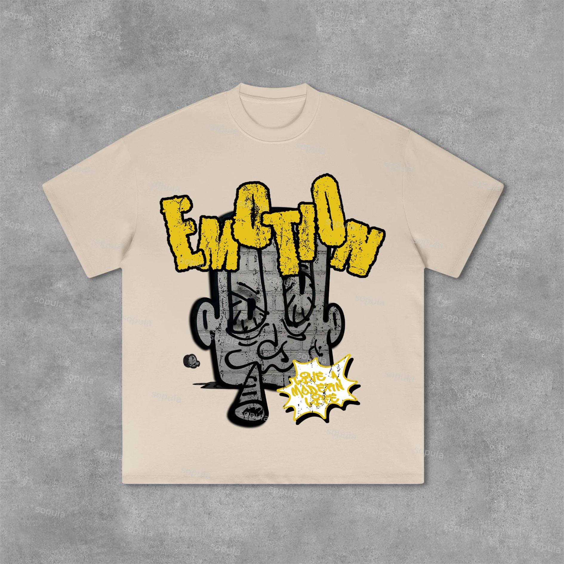 Sopula Cartoon Monster Graphic Print Cotton T-Shirt Product Image