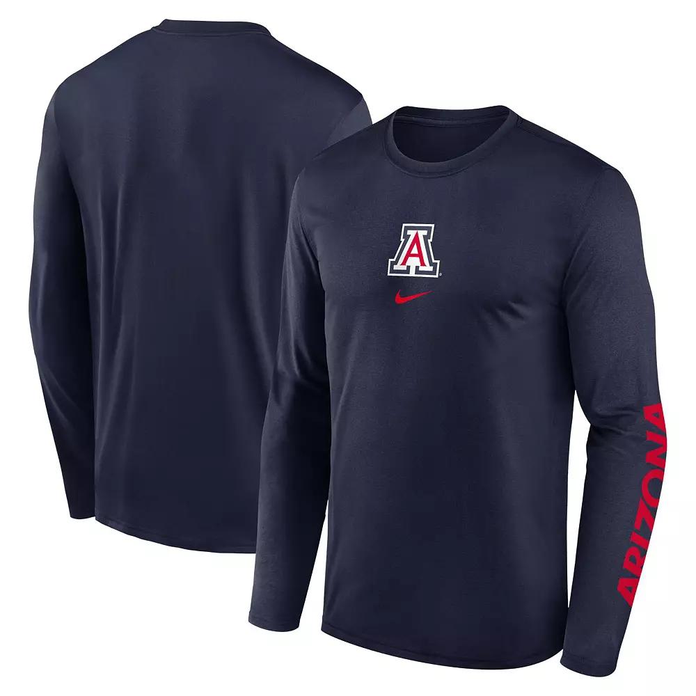 Men's Nike Navy Arizona Wildcats Primetime Center Lockup Two-Hit Legend Long Sleeve T-Shirt,  Product Image