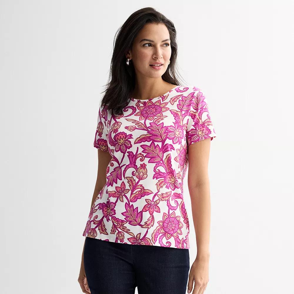 Petite Croft & Barrow® Essential Crewneck Tee, Women's,  Product Image