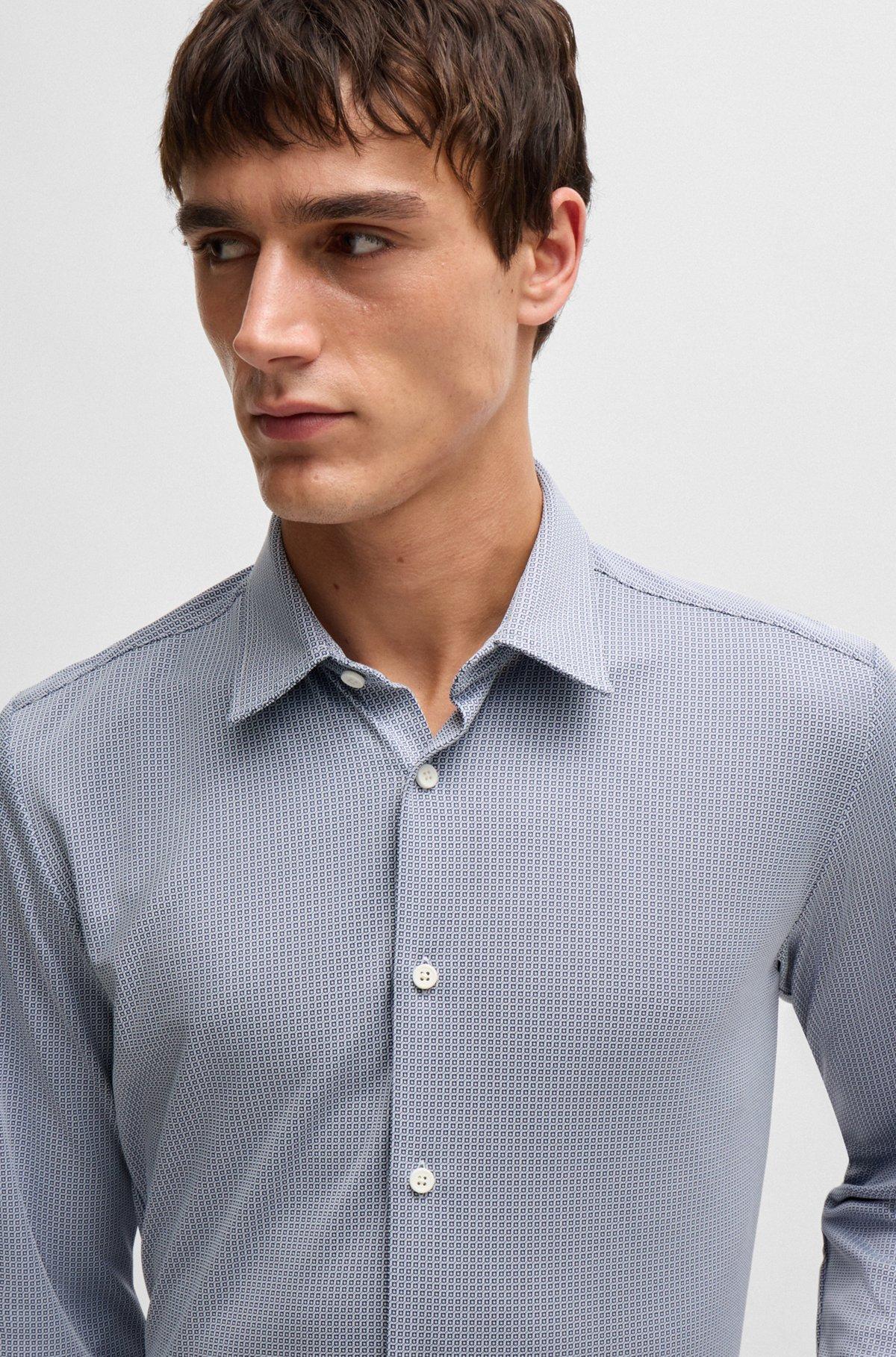 Slim-fit shirt in patterned performance fabric Product Image