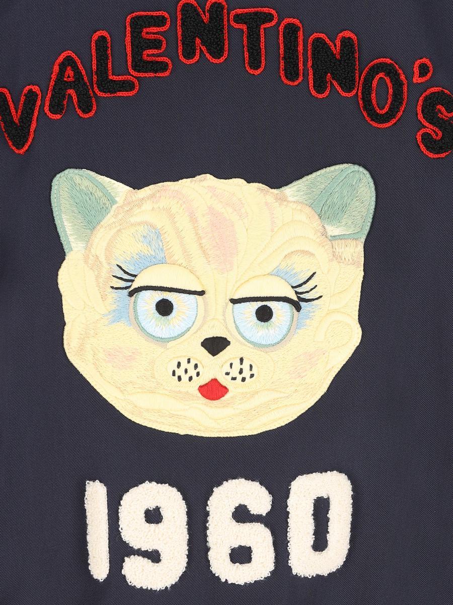 VALENTINO La Chat De La Maison Wool Bomber Jacket In Black Product Image