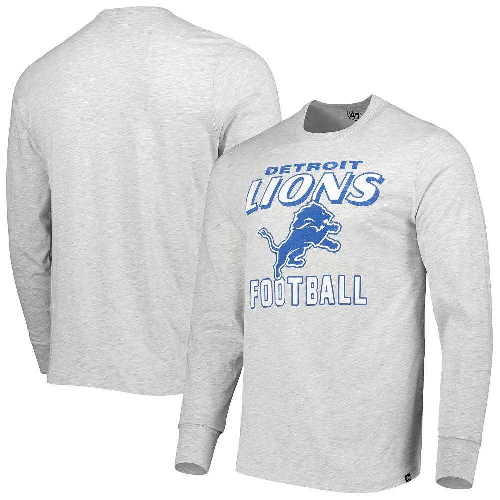 Men's '47 Heathered Gray Detroit Lions Dozer Franklin Long Sleeve T-Shirt,  Product Image