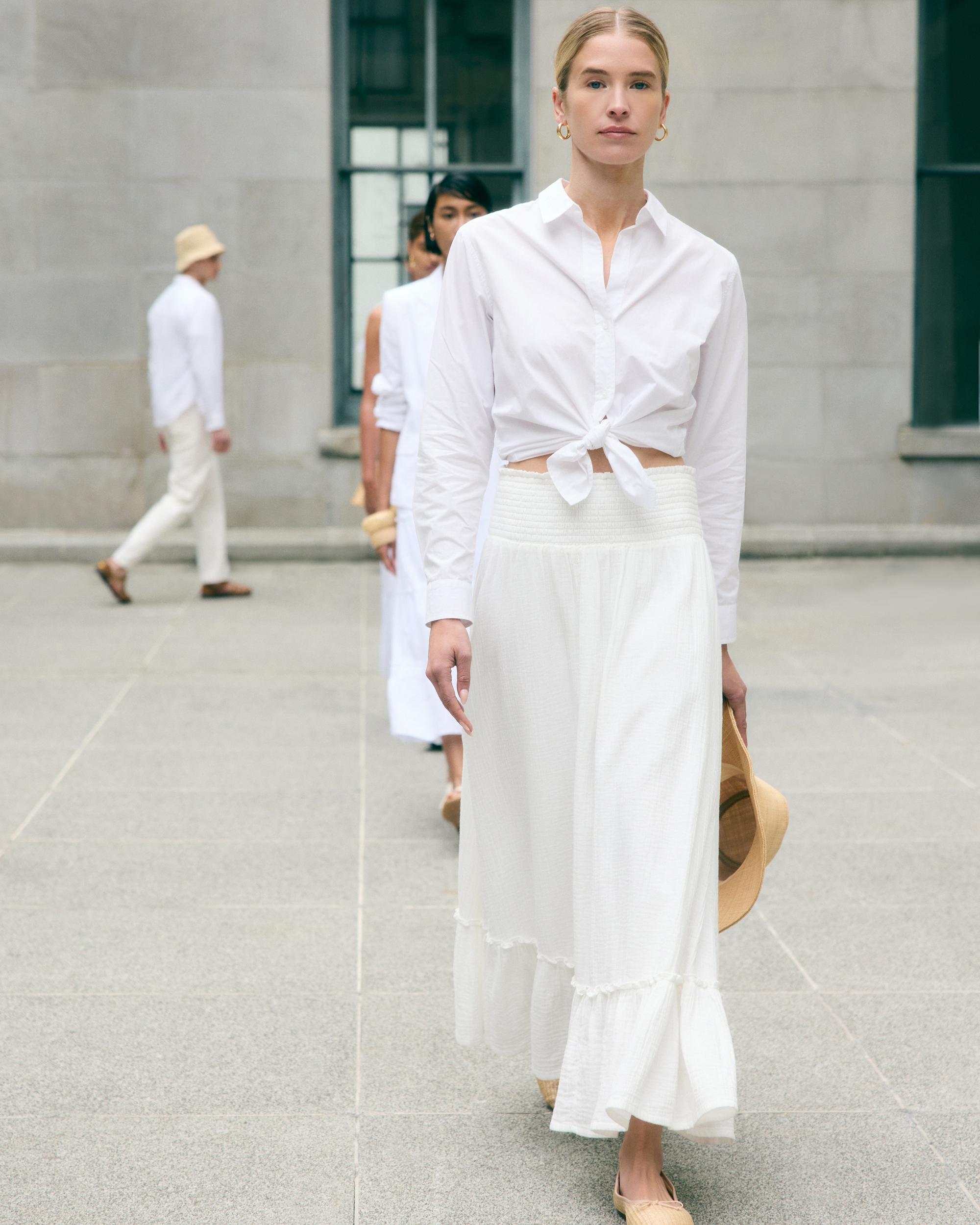 Quince | Women's Gauze Smocked Maxi Skirt Organic Cotton Product Image