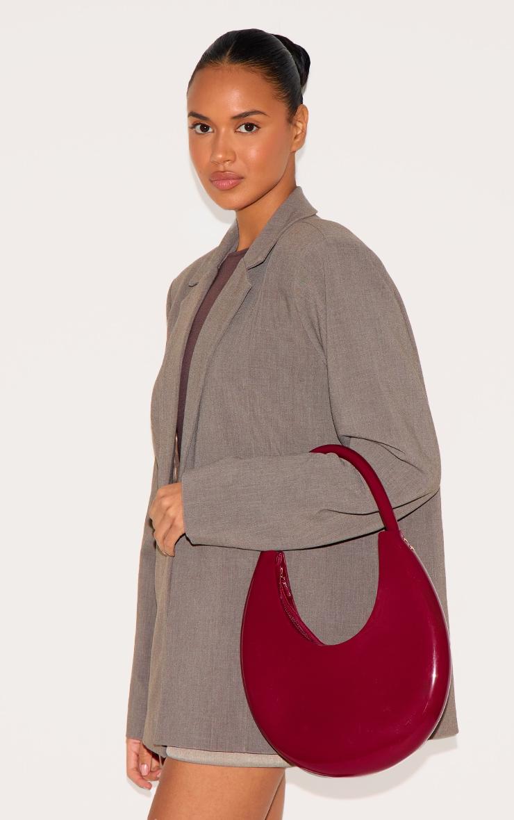 Burgundy Patent Pu Round Shoulder Bag Product Image