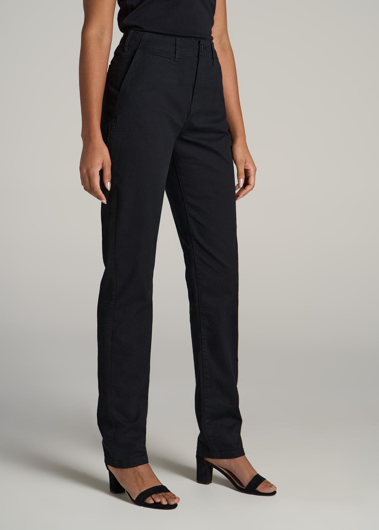 High Rise Tapered Chino Pants for Tall Women in Washed Black Female Product Image