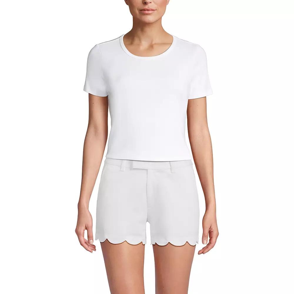 Women's Lands' End Mid Rise Scallop Hem 5-in. Chino Shorts,  Product Image