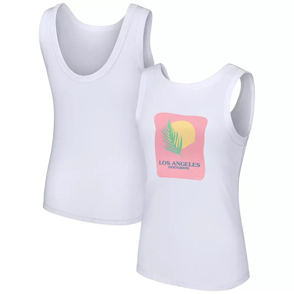 Women's Lusso Style  White Los Angeles Dodgers Lindy Tank Top, Size: Small Product Image
