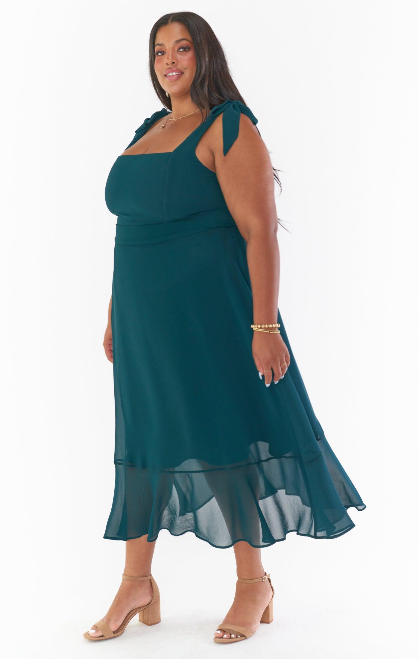 Claire Midi Dress ~ Emerald Chiffon Product Image