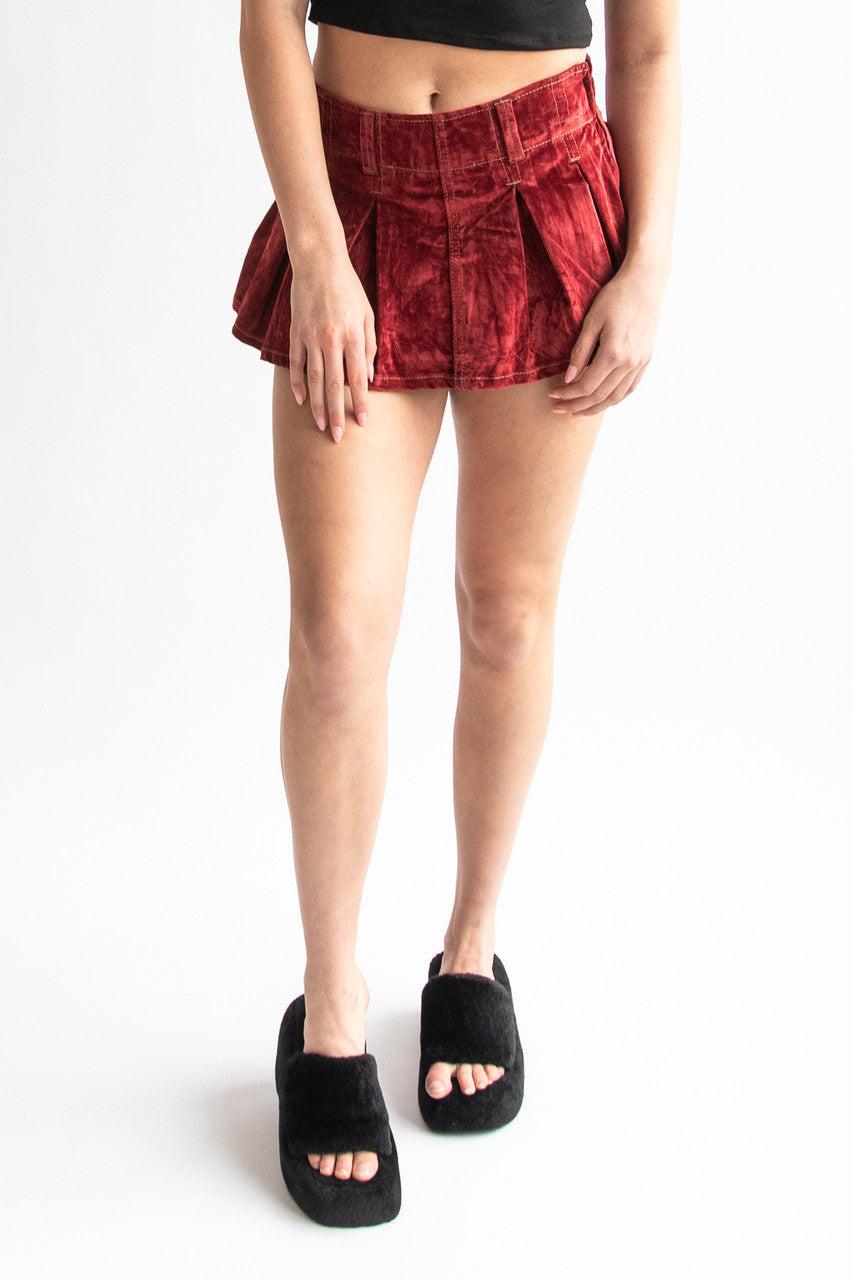 Low Rise Velvet Suede Mini Skort Product Image