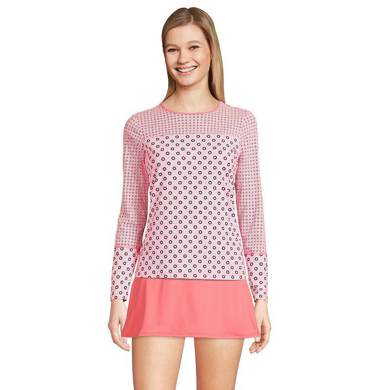 Women's Lands' End UPF 50 Long Sleeve Rash Guard, Size: XS Long, Wood Lily Geo Product Image