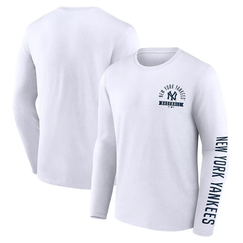 Men's Fanatics Branded White New York Yankees Pressbox Long Sleeve T-Shirt, Size: 5XL Product Image