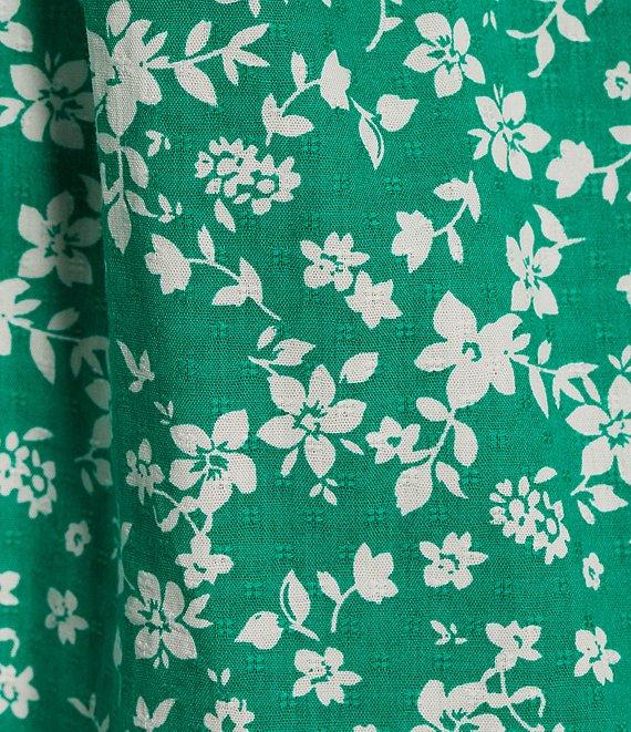 Copper Key Textured Puff Sleeve Smocked Floral Mini Dress Product Image