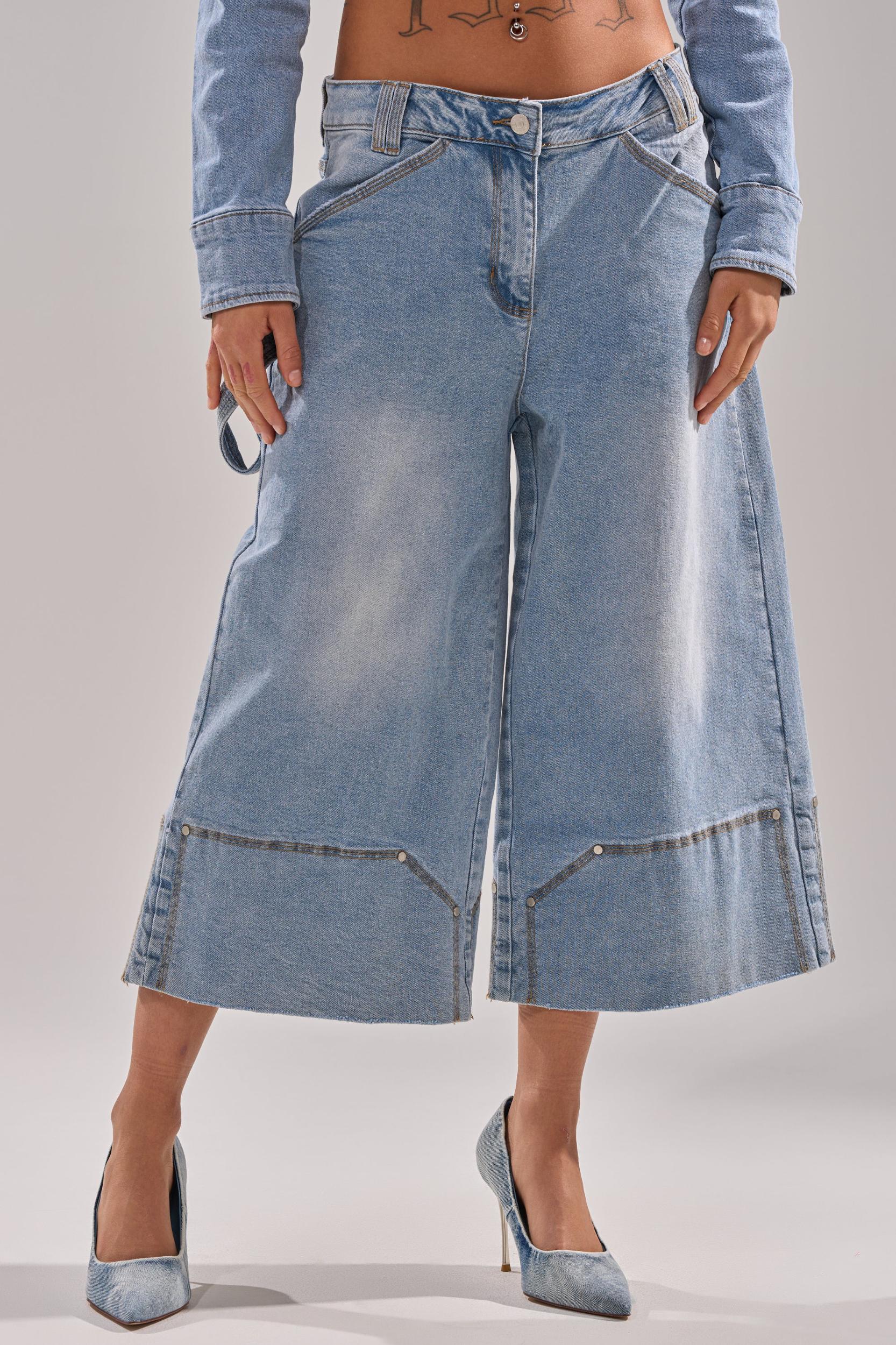 ROCK MY WORLD WIDE-LEG DENIM BERMUDA SHORTS Product Image