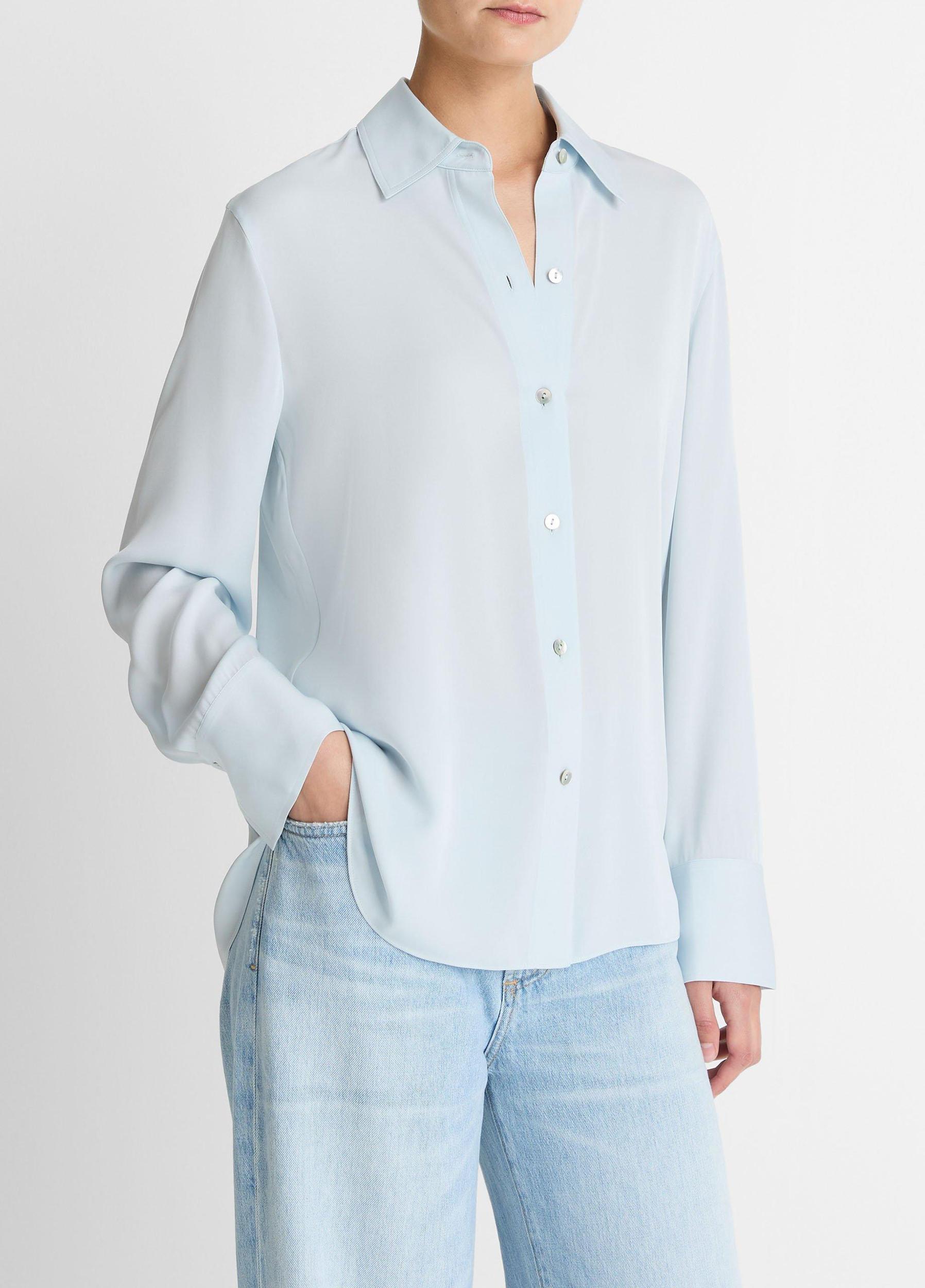 Stretch-Silk Button-Front Blouse Product Image