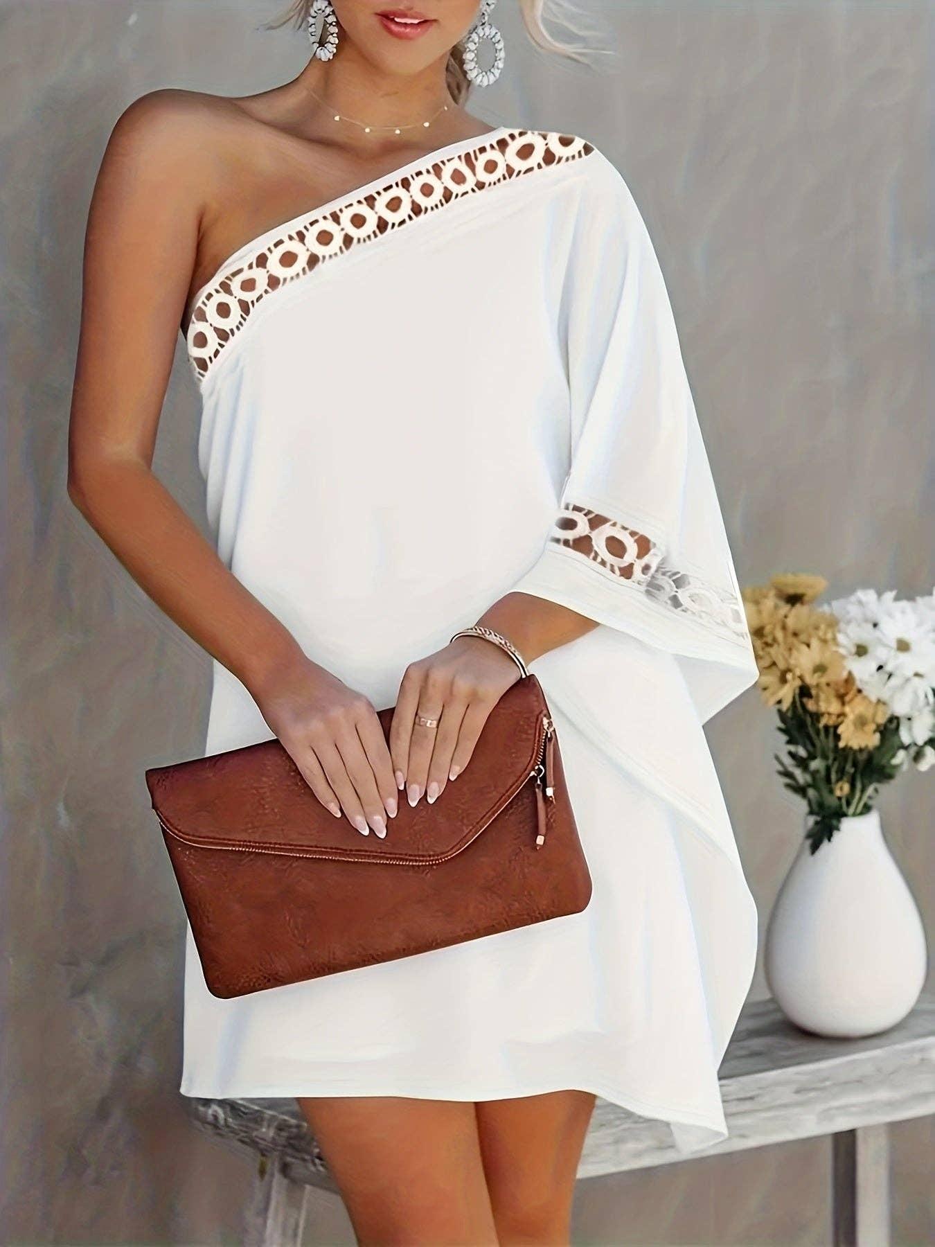 White One Shoulder Dress Product Image
