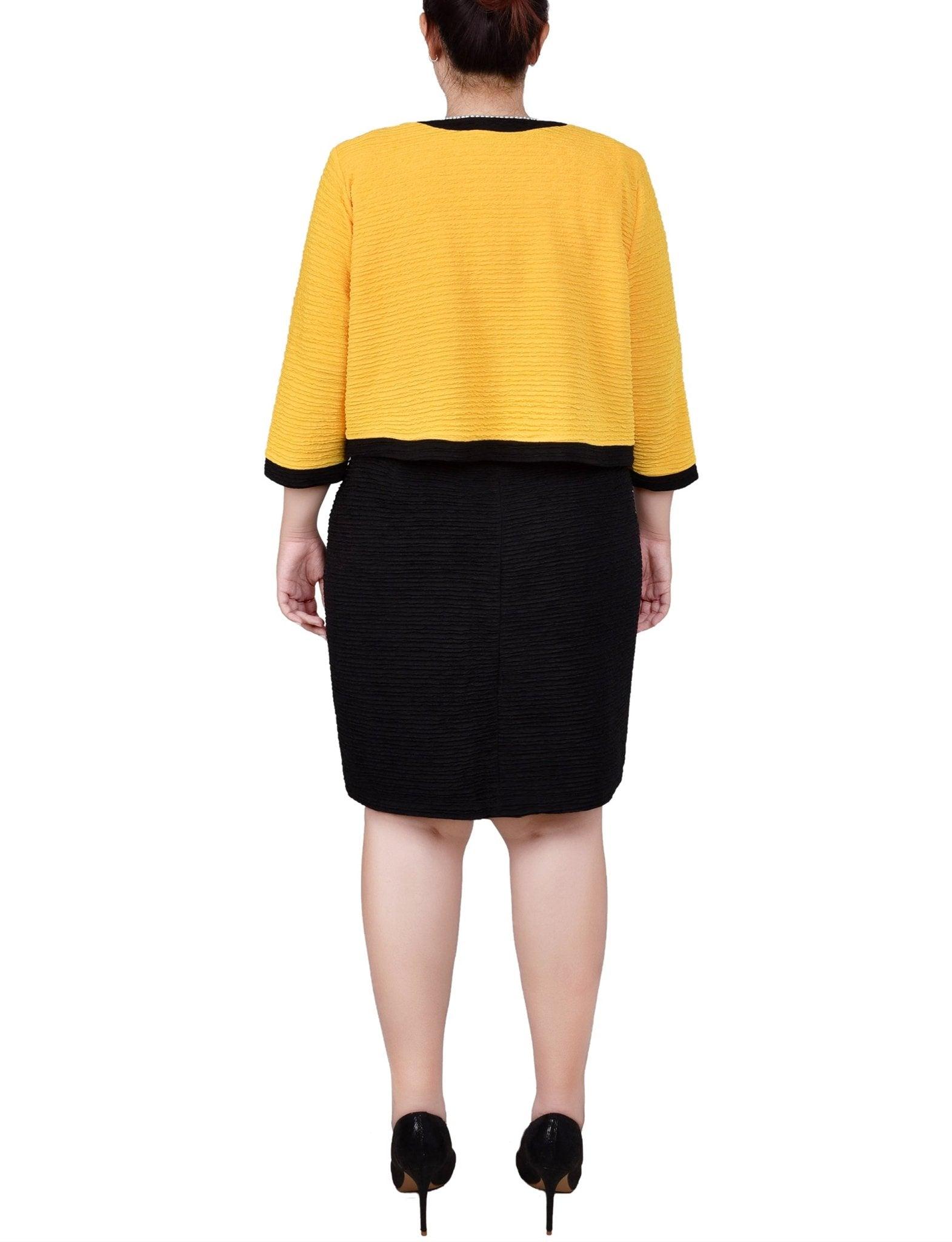 Black Lemon 3/4 Sleeve Textured Knit 2 Piece Dress Set - Plus Product Image