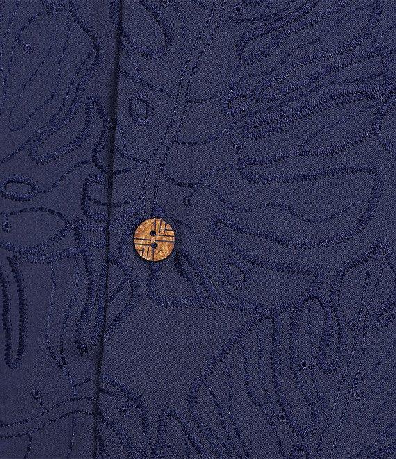 Caribbean Eyelet Embroidery Short Sleeve Woven Camp Shirt Product Image