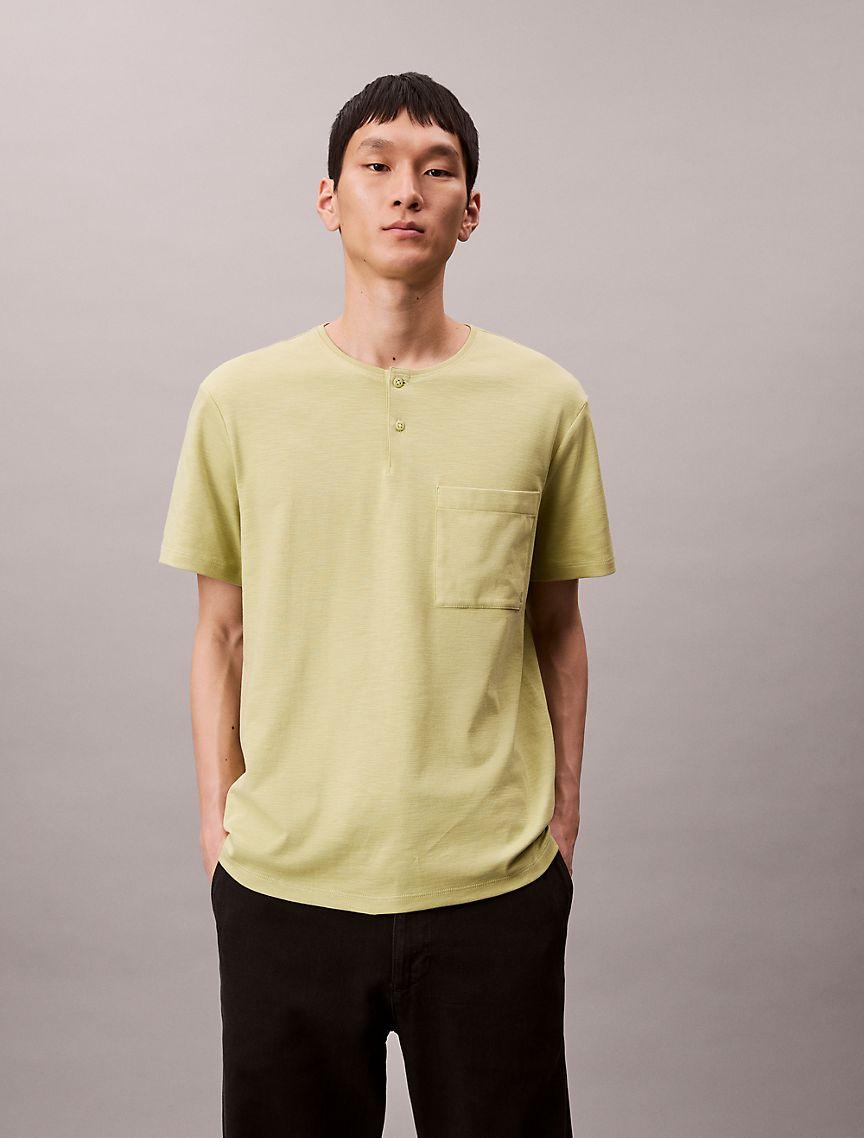 Cotton Relaxed Henley T-Shirt  Product Image