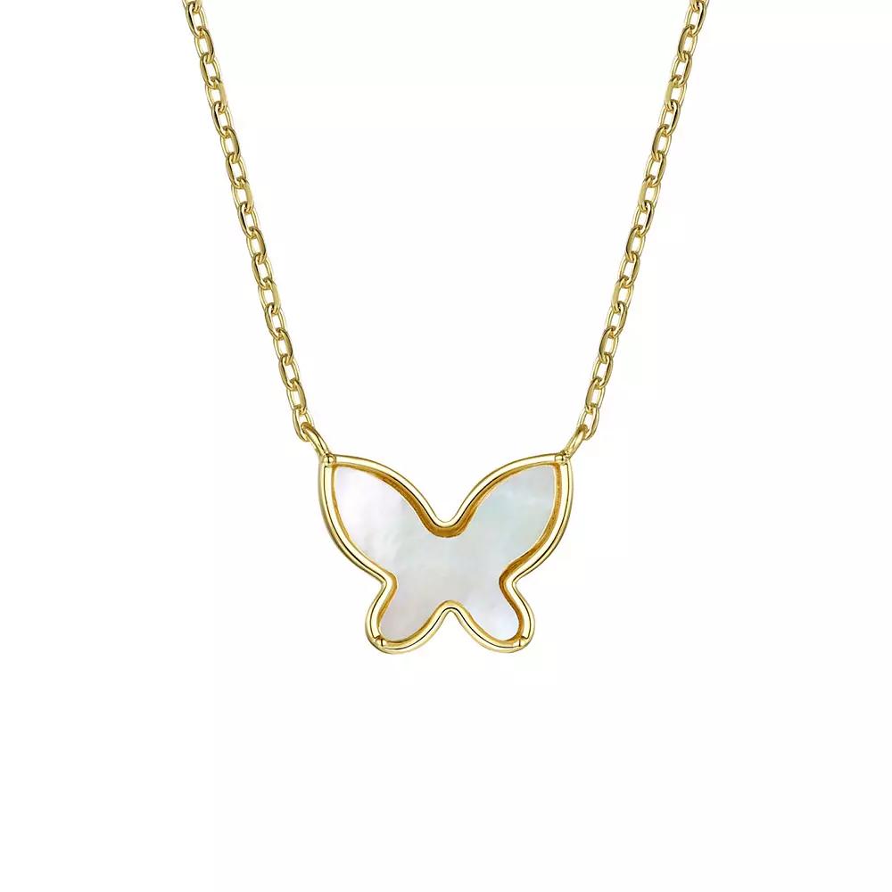 Kids 14k Gold Plated Mother of Pearl Butterfly Layering Pendant Necklace, Womens Gold Tone Product Image