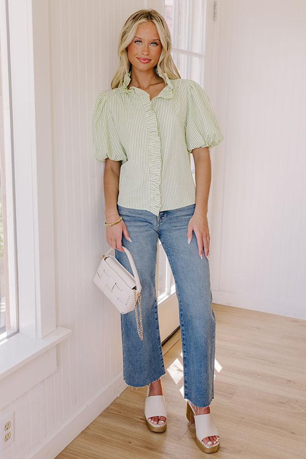Sorbet And Stripes Ruffle Top in Lime Product Image