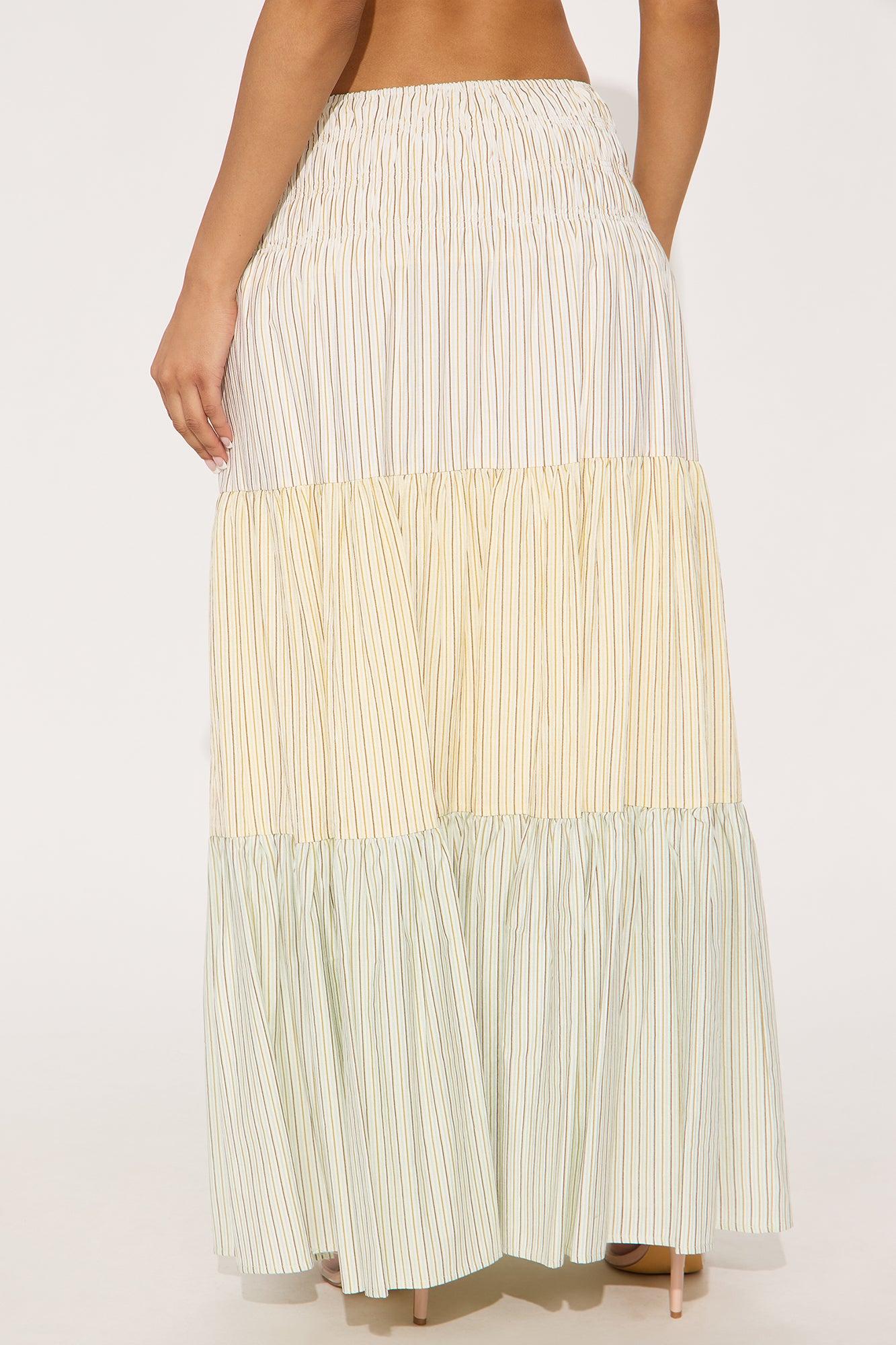 Charlotte Striped Tiered Maxi Skirt - Multi Color Product Image