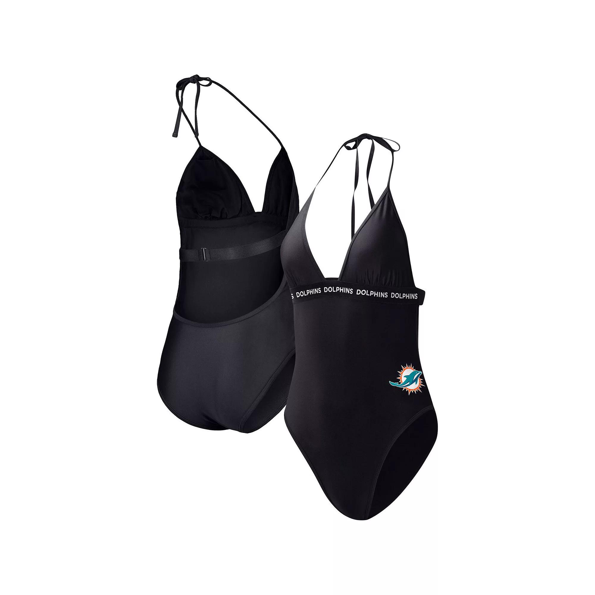 Women's G-III 4Her by Carl Banks Black Miami Dolphins Full Count One-Piece Swimsuit,  Product Image