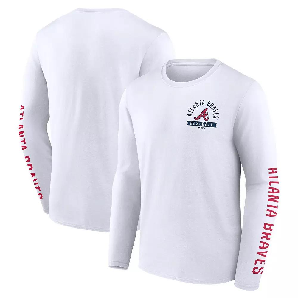 Men's Fanatics White Atlanta Braves Press Box Long Sleeve T-Shirt,  Product Image