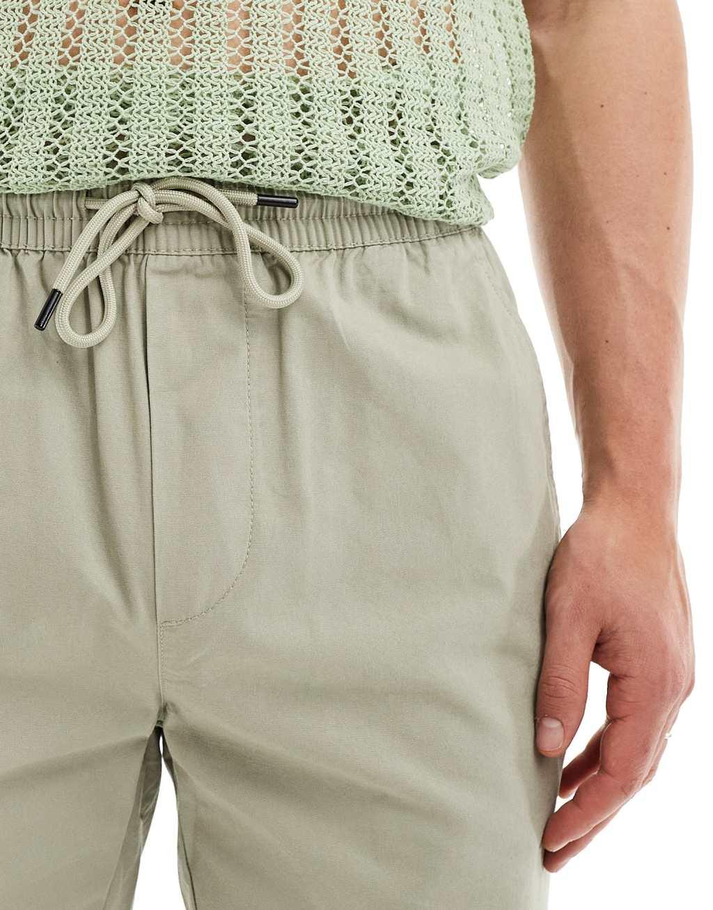 ONLY & SONS pull on twill shorts in sage Product Image