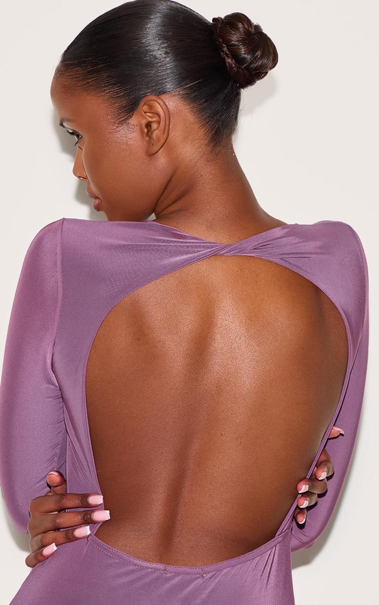 Mauve Slinky Long Sleeve Open Back Maxi Product Image