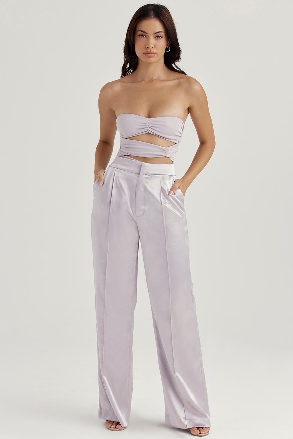 Alivia  grey satin trousers - sale Product Image