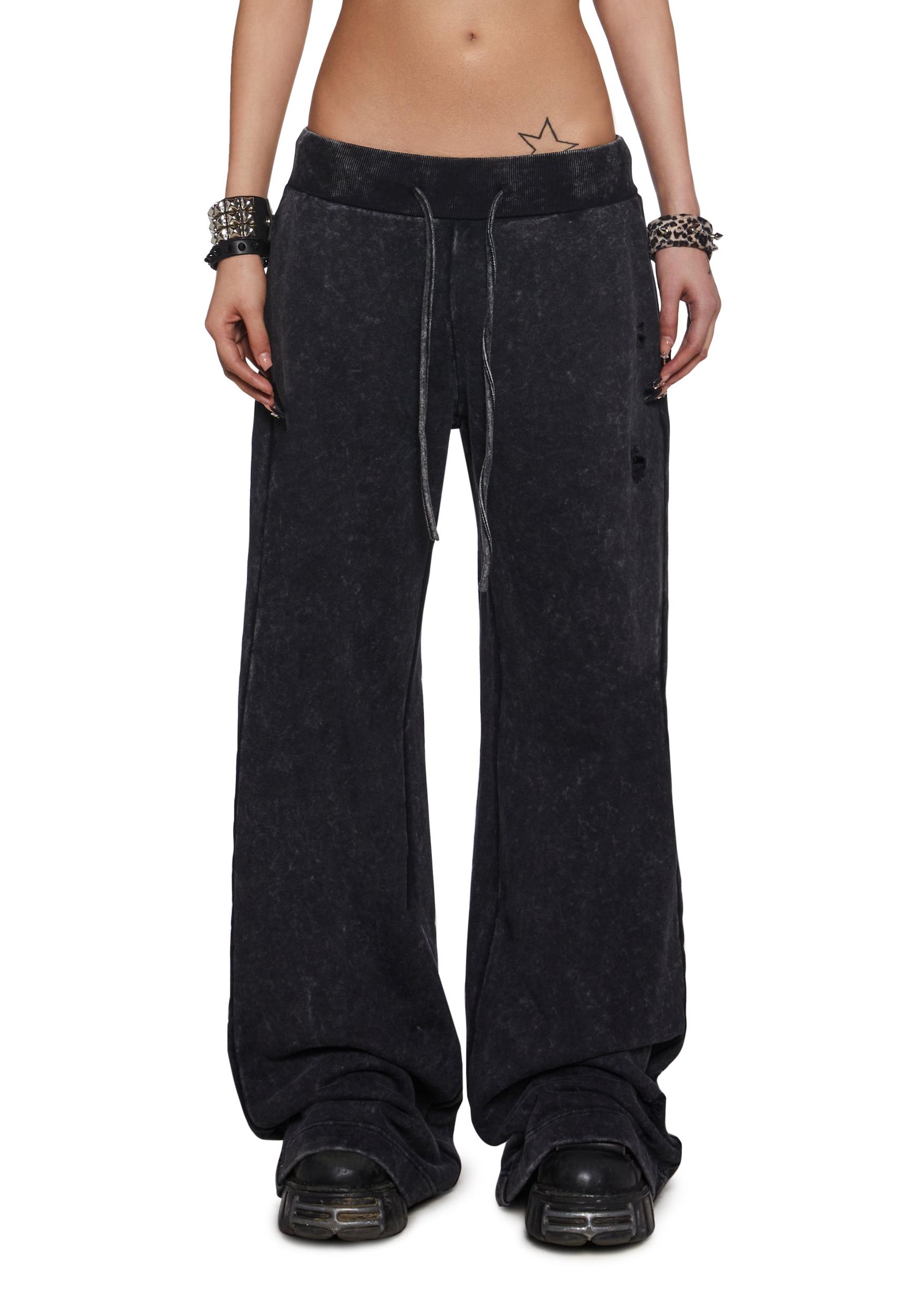Womens Goth Washed Sweatpants Widow - Black Product Image