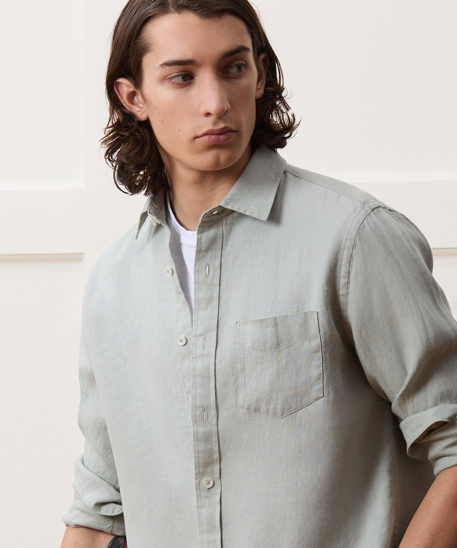 Slim Sea Soft Irish Linen Point Collar Shirt Product Image