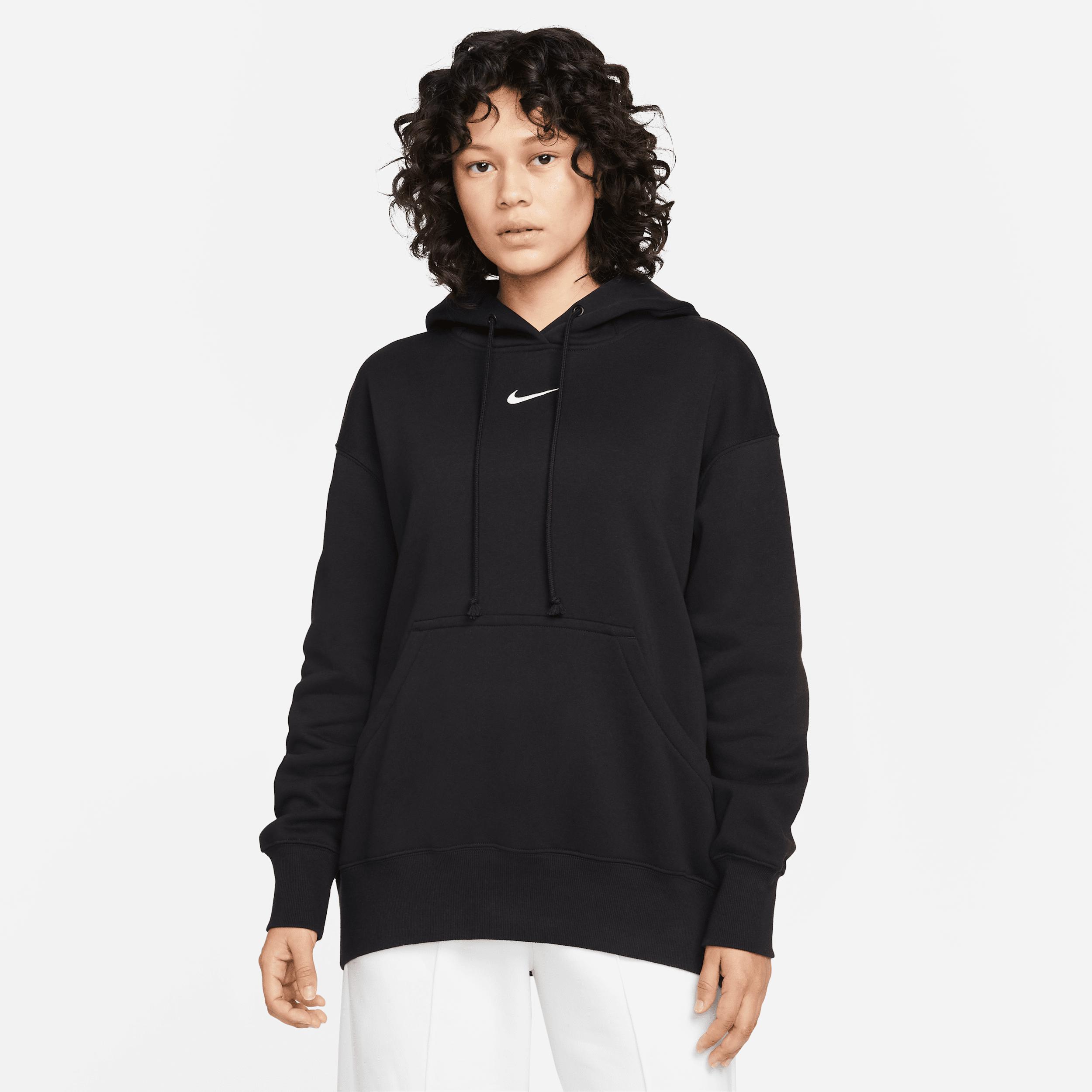 Nike Womens Nike Phoenix Fleece OS Pullover Hoodie - Womens Black/White Product Image